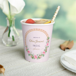 Pastel Pink Roses & Baby's Breath Bridal Wreath Pappbecher
