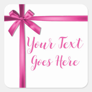 Pastel Pink Satin Ribbon Bow Geburtstagsparty Quadratischer Aufkleber