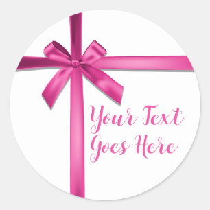 Pastel Pink Satin Ribbon Bow Geburtstagsparty Runder Aufkleber