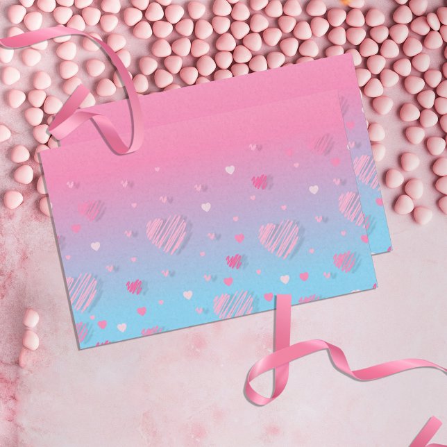 Pastel Pink Scribble Hearts Valentine's Decoupage Seidenpapier (Von Creator hochgeladen)