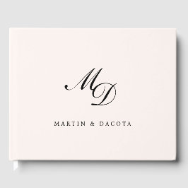 Pastel Pink Script Initial Monogram Wedding Gästebuch