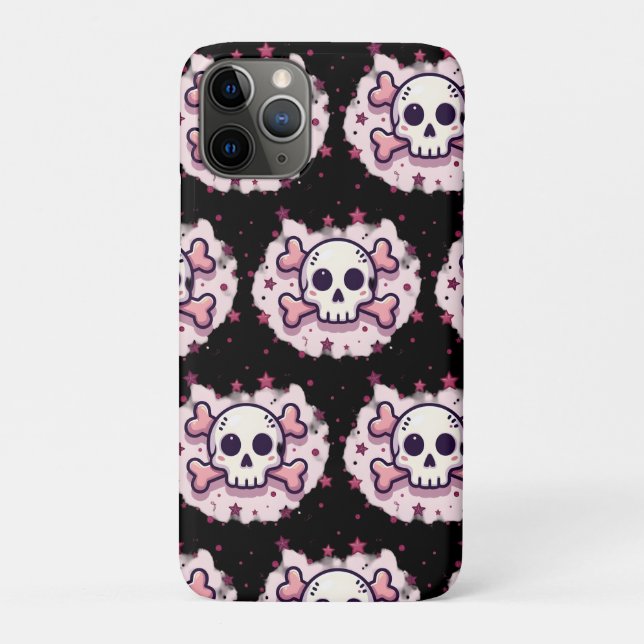 Pastel Pink Skull and Crossbones Case-Mate iPhone Hülle (Rückseite)