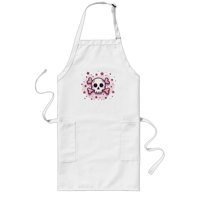 Pastel Pink Skull and Crossbones Lange Schürze (Vorne)