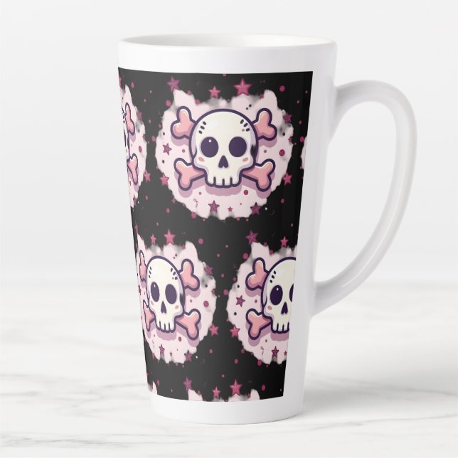 Pastel Pink Skull and Crossbones Milchtasse (Rechts)