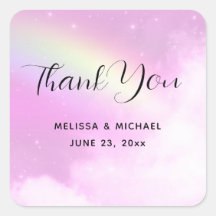 Pastel Pink Sky mit Gelben Regenbogen Danke