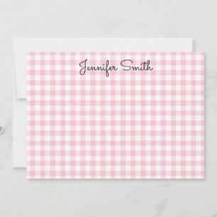Pastel Pink Small Gingham Whimsikkalligraphie Mitteilungskarte