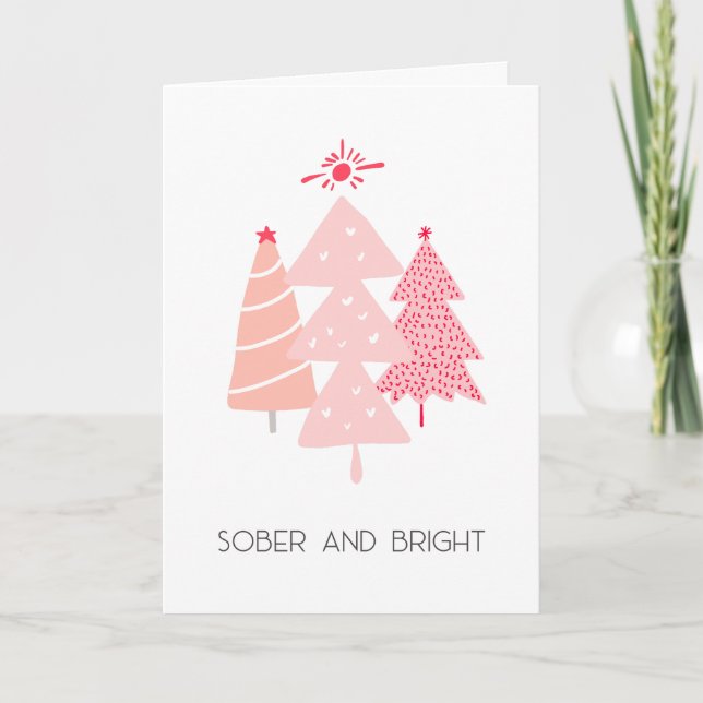 Pastel Pink Sober und heller Weihnachtsbaum Dankeskarte (Vorderseite)