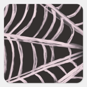 Pastel Pink Spider Web Retro Illustration Quadratischer Aufkleber