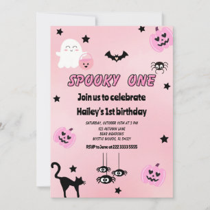 Pastel Pink Spooky Ein 1. Geburtstag Party Einladung