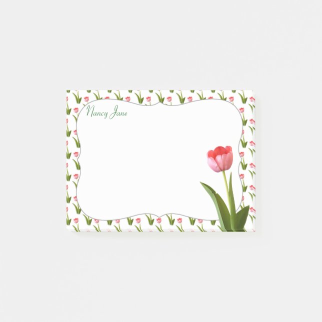 Pastel Pink Spring Tulip Floral Fotografie Post-it Klebezettel (Vorderseite)