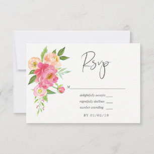 Pastel Pink Spring Wasserfarbenpione Hochzeit RSVP Karte
