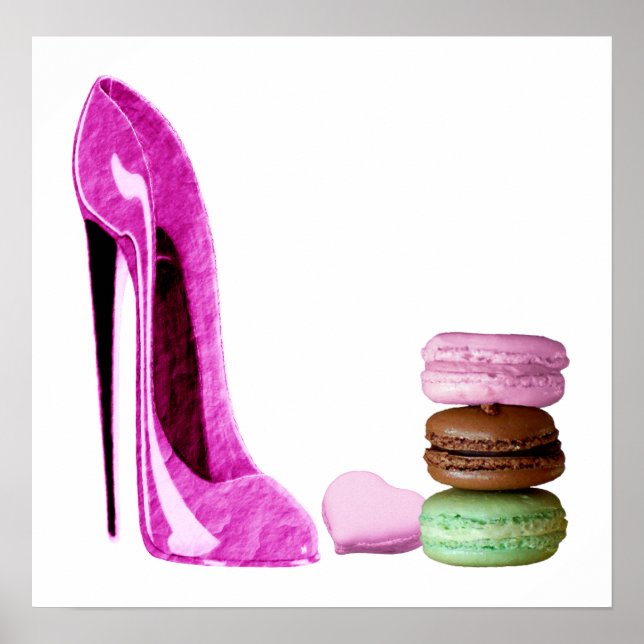 Pastel Pink Stiletto und Poster von französischen  (Vorne)