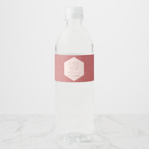 Pastel Pink Strawberry Minimalistisch Geburtstag Wasserflaschenetikett