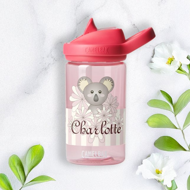 Pastel Pink Stripe Niedlich Baby Koala Kinder Trinkflasche (Von Creator hochgeladen)