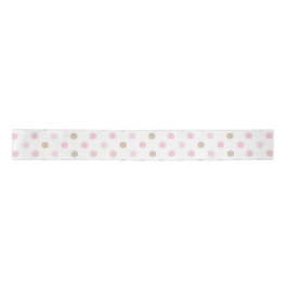 PASTEL PINK & TAN POLKA DOTS SATINBAND