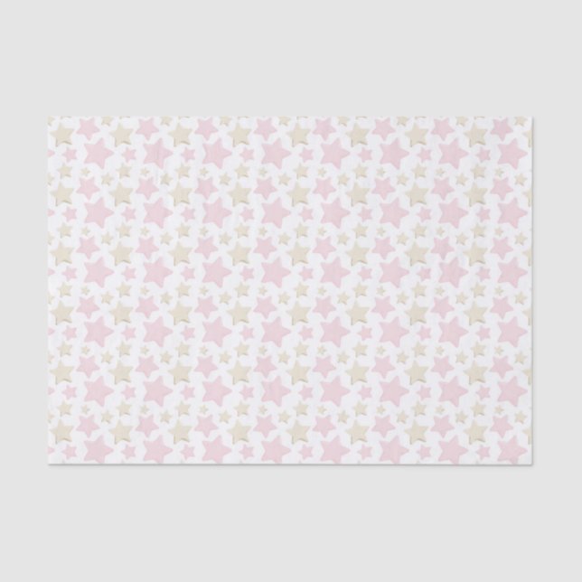PASTEL PINK & TAN STARS SEIDENPAPIER (Vorderseite)