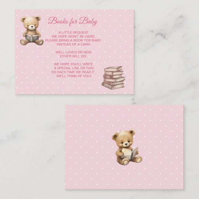Pastel Pink Teddy Bear - Books for Baby  Begleitkarte (Vorne/Hinten)