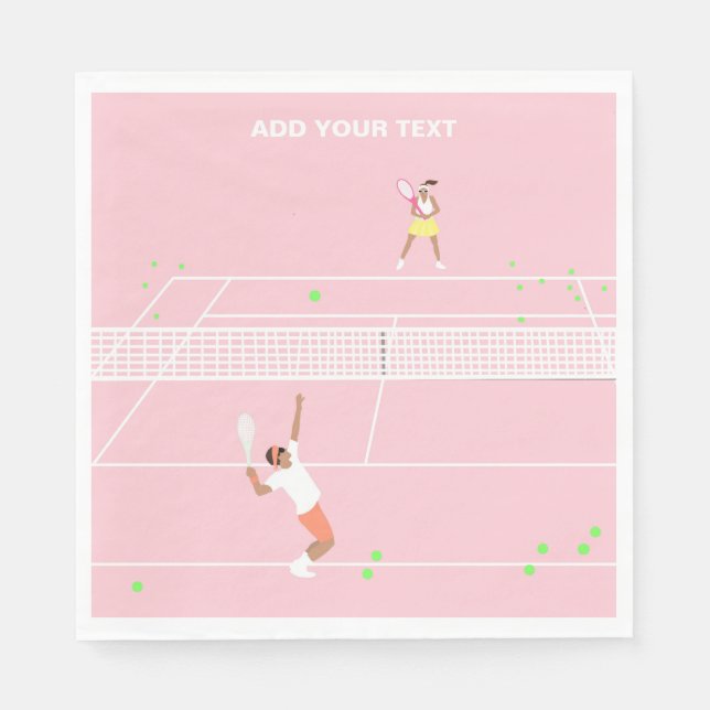 Pastel Pink Tennis Match Serviette (Vorderseite)