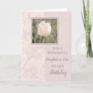 Pastel Pink Tulips Tochter im Gesetz Geburtstag Karte