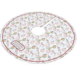Pastel Pink und Birch Frohe Weihnachten Polyester Weihnachtsbaumdecke