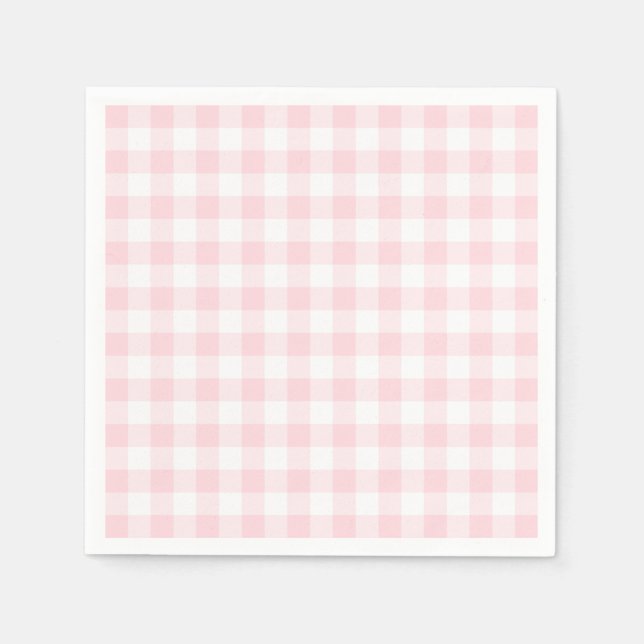 Pastel Pink und White Gingham Serviette (Vorderseite)