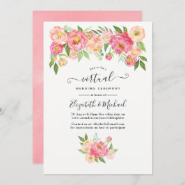 Pastel Pink Wasserfarbe Online Virtual Wedding Einladung