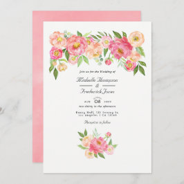 Pastel Pink Wasserfarbe Peony QR Code UAWG Wedding Einladung