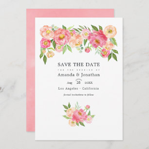 Pastel Pink Wasserfarbenpeonies Hochzeitliches Fot Save The Date