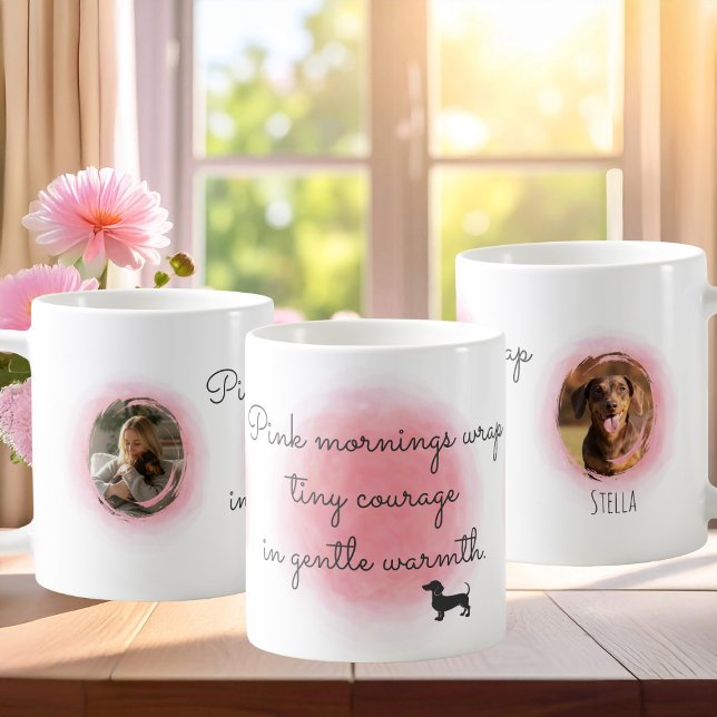 Pastel Pink Watercolor Dachshund - Custom Photo Kaffeetasse (Von Creator hochgeladen)