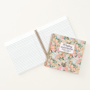 Pastel Pink Watercolor Floral Wedbook Notizbuch