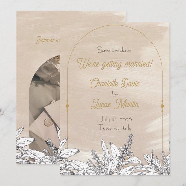 Pastel Pink Wedding Save the Date Card Einladung (Vorne/Hinten)