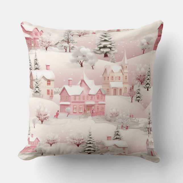 Pastel Pink Weihnachtsbaum Kissen (Vorderseite)