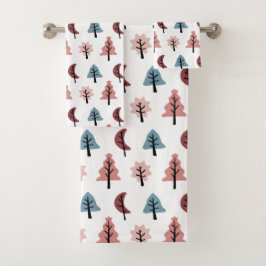 Pastel Pink Weihnachtsbaum Muster Urlaub Badhandtuch Set