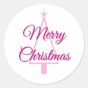 Pastel Pink Weihnachtsbaum Runder Aufkleber