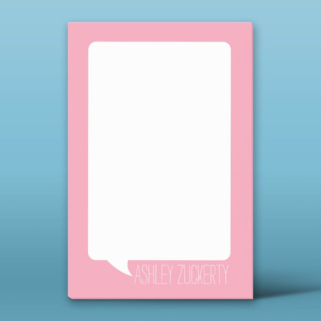 Pastel Pink & White Talk Blase Personalisierter Na Post-it Klebezettel (Custom Post-it Notepad)