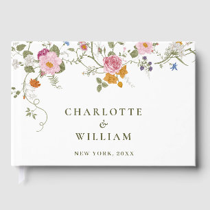 Pastel Pink Wildblume Floral Hochzeit Gästebuch