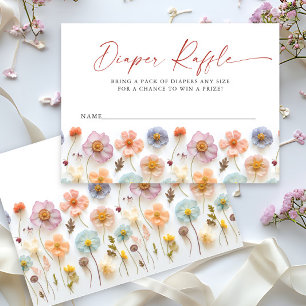 Pastel Pink Wildblume Kinderdusche Windeln Raffel Begleitkarte