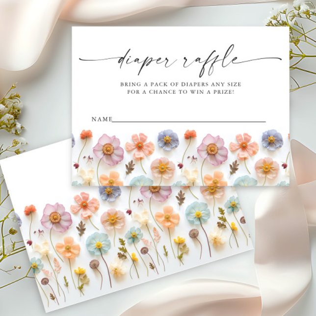 Pastel Pink Wildblume Kinderdusche Windeln Raffel Begleitkarte (Von Creator hochgeladen)