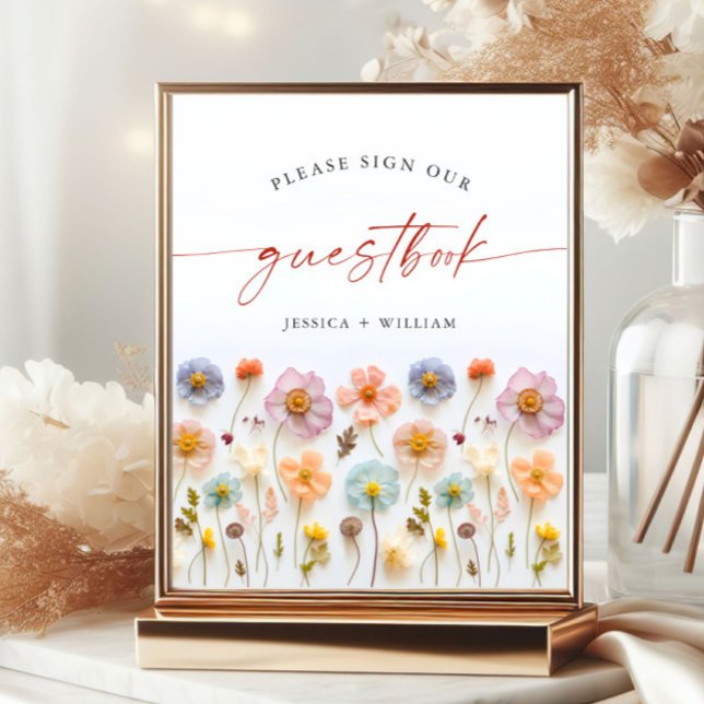 Pastel Pink Wildblumen Gästebuch Hochzeitszeichen (Von Creator hochgeladen)