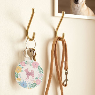 Pastel Pink Wreath Chihuahua - Custom Photo  Schlüsselanhänger