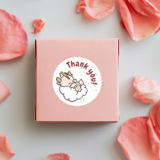 Pastel Pink Yellow Baby Dragon Danke Stickers Etiketten