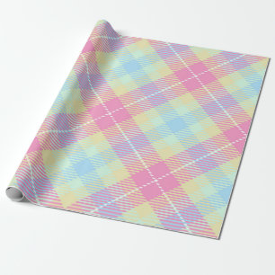 PASTEL PINK & YELLOW KARIERT PATTERN GESCHENKPAPIER