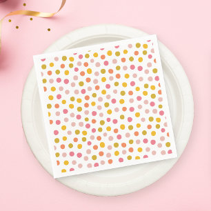 Pastel Pink Yellow Polka Dots Party Napkin Serviette