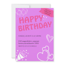 Pastel Pink zum Geburtstag Einladungen