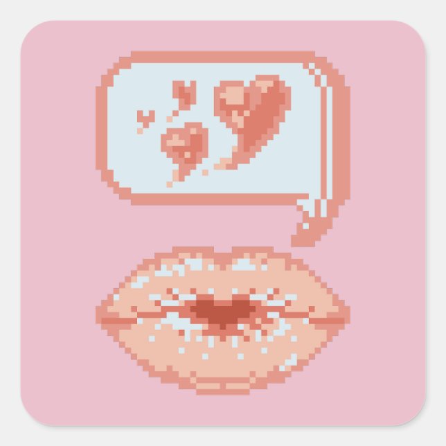 Pastel Pixel Kissy Lips - Autumn Sticker (Vorderseite)