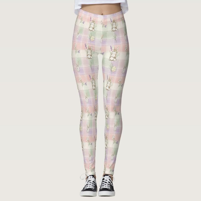 Pastel Plaid Easter Bunny Pattern (2) Leggings (Vorderseite)