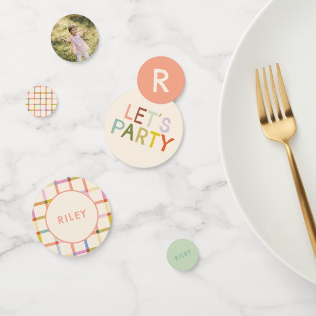 Pastel Plaid "Two Much Fun" 2nd Birthday Custom Konfetti (Gruppe)
