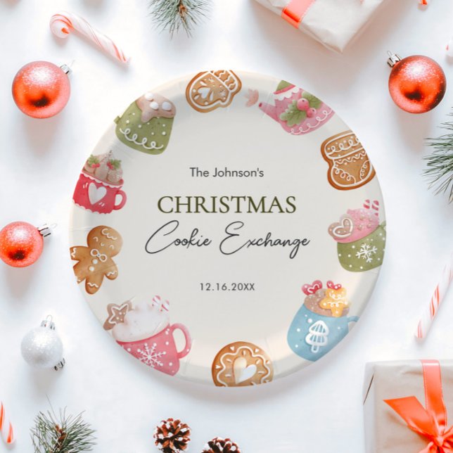 Pastel Playful Christmas Cookie Exchange Party Pappteller (Von Creator hochgeladen)