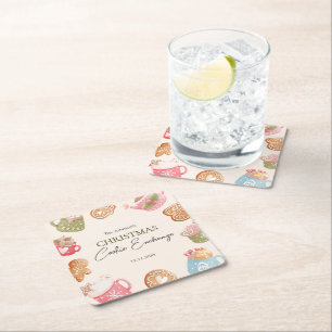 Pastel Playful Christmas Cookie Exchange Party Rechteckiger Pappuntersetzer