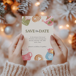 Pastel Playful Christmas Cookie Exchange Party Save The Date
